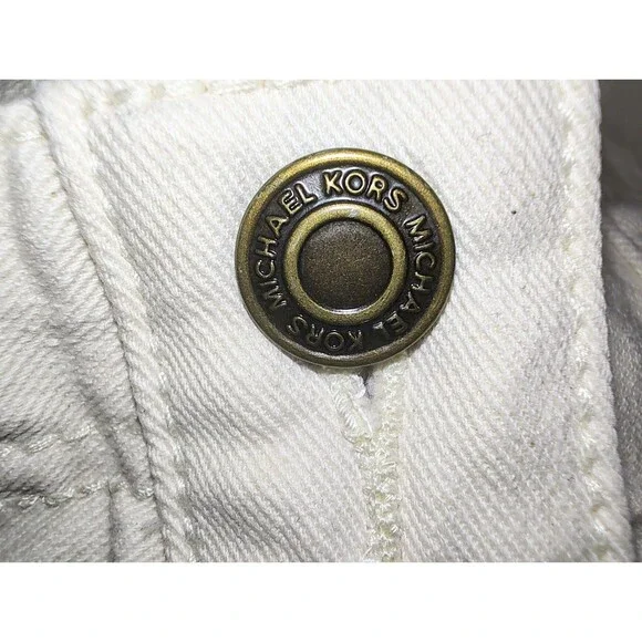 Michael Kors Size 18W Off White Bootcut Jeans Silver Hardware Comfortable - Picture 14 of 16
